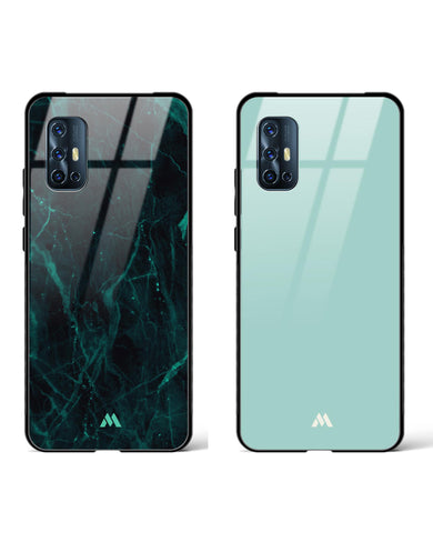 Sage Harmony: Creative Marble Glass Case Phone Cover Combo-(Vivo)