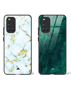 Cosmic Gold Marble Glass Case Phone Cover Combo (Vivo)