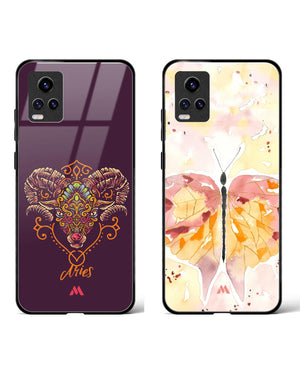 Quirky Aries Butterfly Glass Case Phone Cover Combo-(Vivo)