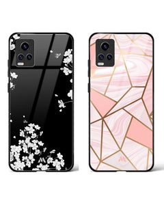 Pink Dahlias at Midnight Glass Case Phone Cover Combo (Vivo)
