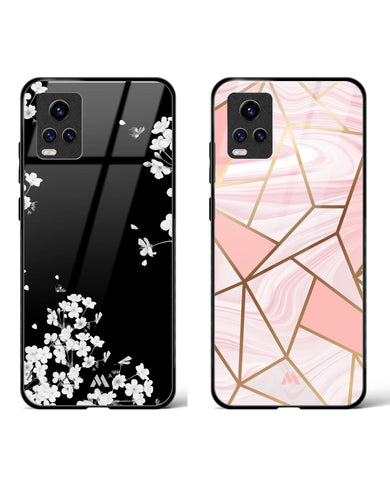 Pink Dahlias at Midnight Glass Case Phone Cover Combo (Vivo)