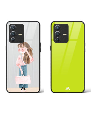 Lime Foam Savior Glass Case Phone Cover Combo-(Vivo)