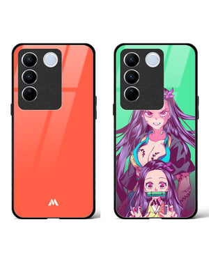 Nezuko Scarlet Form Glass Case Phone Cover Combo-(Vivo)