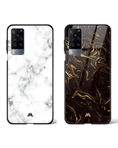Black Gold Bleached Bone Glass Case Phone Cover Combo (Vivo)