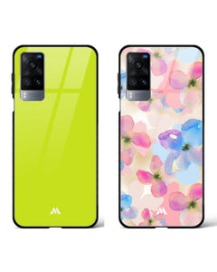 Watercolour Daisies Lime Foam Glass Case Phone Cover Combo (Vivo)