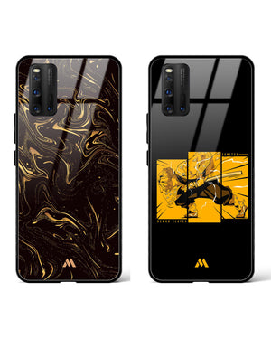 Zenitsu's Black Gold Marble Glass Case Phone Cover Combo-(Vivo)