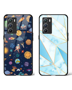 Marble Frenzy Triangles Space Glass Case Phone Cover Combo (Vivo)