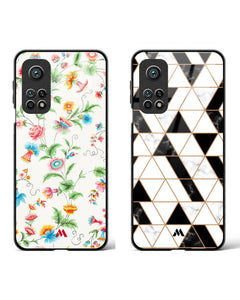 Patchwork Marble Flower Glass Case Phone Cover Combo (Xiaomi)