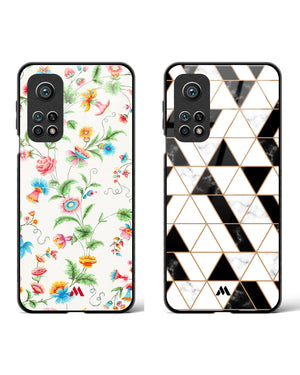Patchwork Marble Flower Glass Case Phone Cover Combo-(Xiaomi)