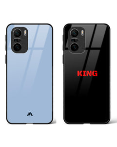 King in Blue and Black Glass Case Phone Cover Combo (Xiaomi)