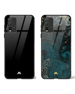 Green Marble Black Glass Case Phone Cover Combo (Xiaomi)