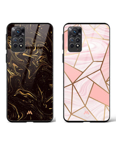 Pink Gold Marble Glass Case Phone Cover Combo (Xiaomi)