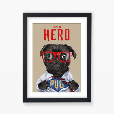 Secret Superhero Pug Art-Poster