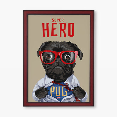Secret Superhero Pug Art-Poster