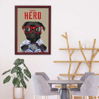 Secret Superhero Pug Art-Poster