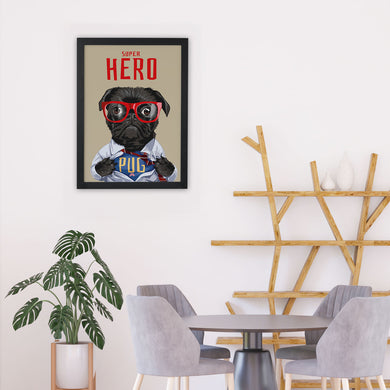 Secret Superhero Pug Art-Poster