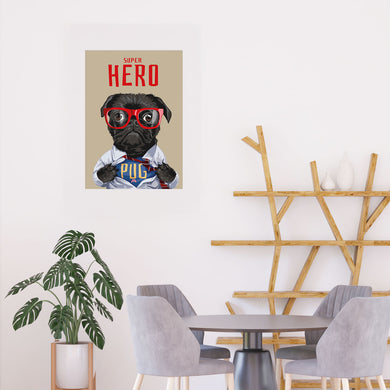 Secret Superhero Pug Art-Poster
