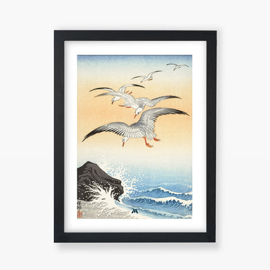 Five Seagulls Above Turbulent Sea [Ohara Koson] Art-Poster