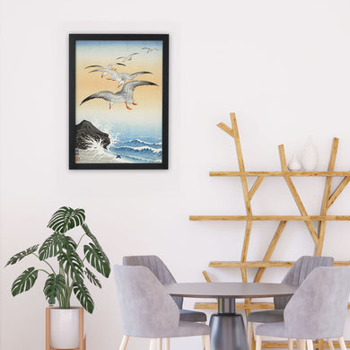 Five Seagulls Above Turbulent Sea [Ohara Koson] Art-Poster
