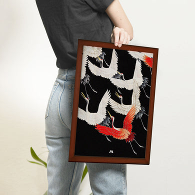 Furisode With A Myriad Of Flying Cranes Art-Poster