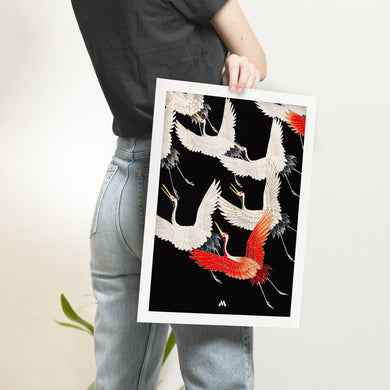 Furisode With A Myriad Of Flying Cranes Art-Poster