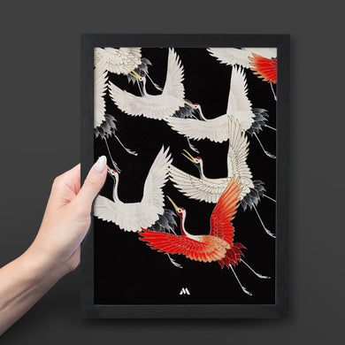 Furisode With A Myriad Of Flying Cranes Art-Poster