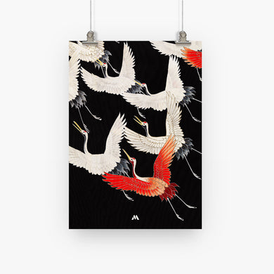 Furisode With A Myriad Of Flying Cranes Art-Poster