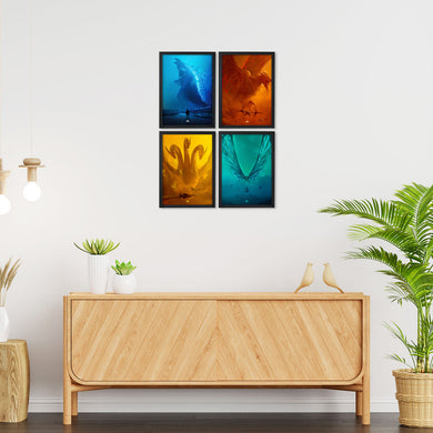 Godzilla and Friends Art Poster-Combo