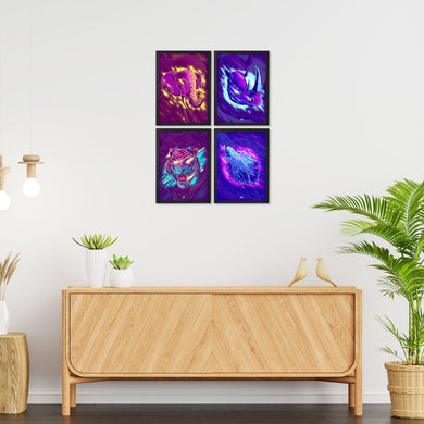 Animals in Fluroflare Art Poster-Combo