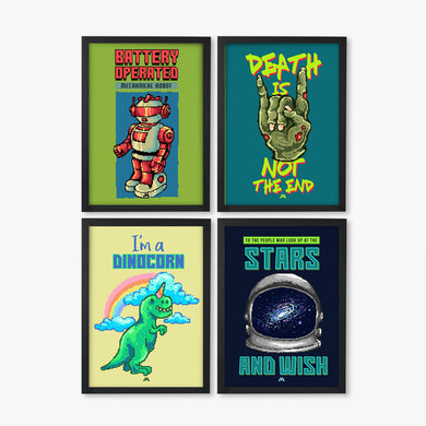 Vintage Pixel Art Collection Art Poster-Combo