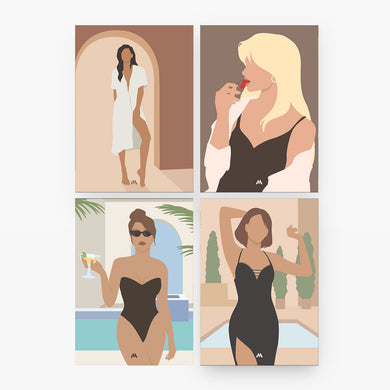 Modern Minimalist Damsel Collection Art Poster-Combo