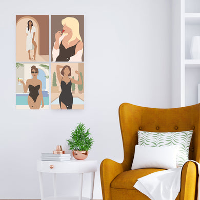 Modern Minimalist Damsel Collection Art Poster-Combo