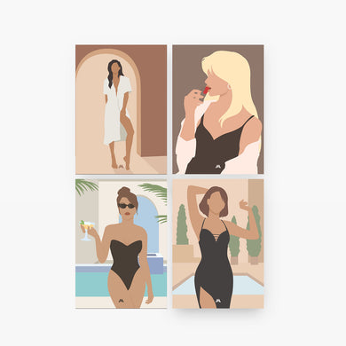 Modern Minimalist Damsel Collection Art Poster-Combo