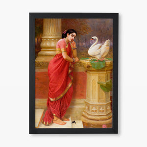 Damayanti and the Swan [Raja Ravi Varma] Art-Poster