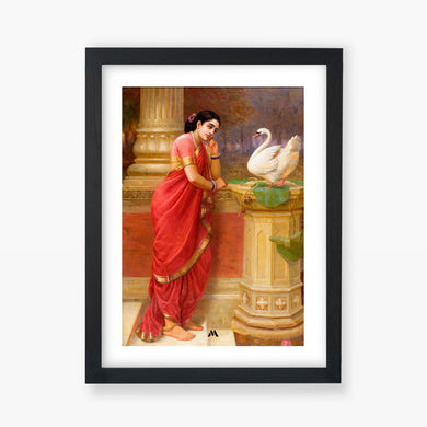 Damayanti and the Swan [Raja Ravi Varma] Art-Poster