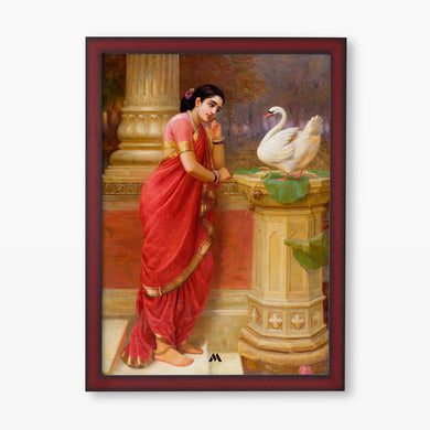 Damayanti and the Swan [Raja Ravi Varma] Art-Poster