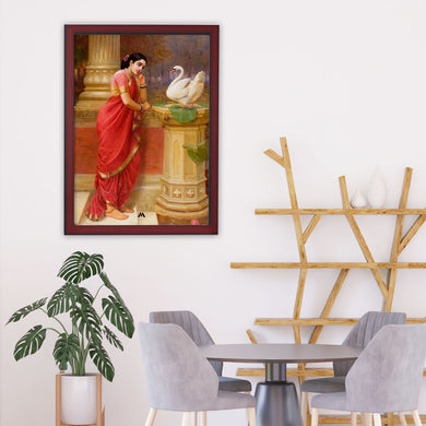 Damayanti and the Swan [Raja Ravi Varma] Art-Poster