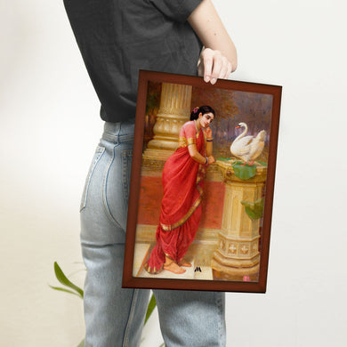 Damayanti and the Swan [Raja Ravi Varma] Art-Poster