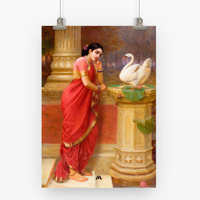 Damayanti and the Swan [Raja Ravi Varma] Art-Poster