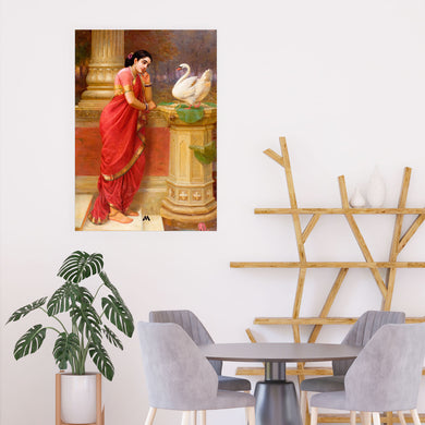 Damayanti and the Swan [Raja Ravi Varma] Art-Poster