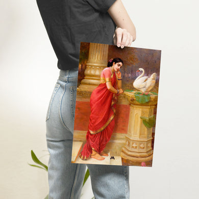 Damayanti and the Swan [Raja Ravi Varma] Art-Poster