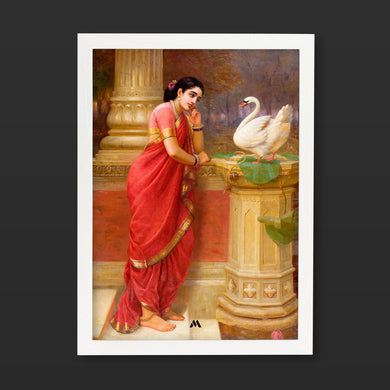 Damayanti and the Swan [Raja Ravi Varma] Art-Poster