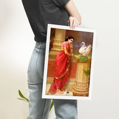 Damayanti and the Swan [Raja Ravi Varma] Art-Poster