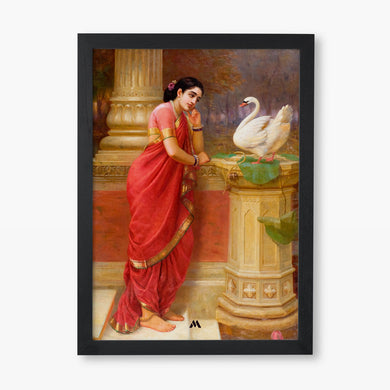 Damayanti and the Swan [Raja Ravi Varma] Art-Poster