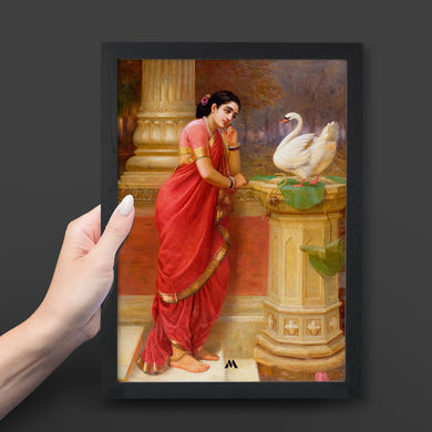 Damayanti and the Swan [Raja Ravi Varma] Art-Poster