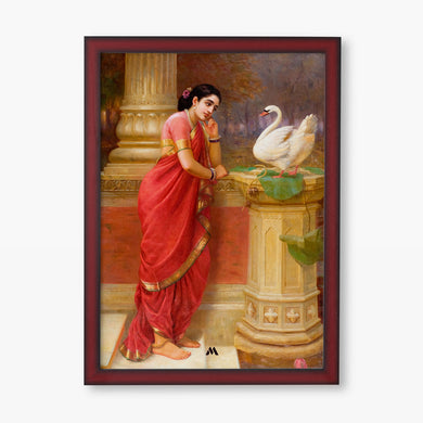 Damayanti and the Swan [Raja Ravi Varma] Art-Poster
