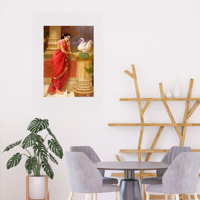 Damayanti and the Swan [Raja Ravi Varma] Art-Poster