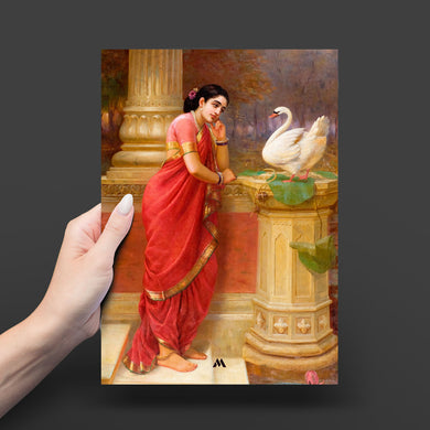 Damayanti and the Swan [Raja Ravi Varma] Art-Poster
