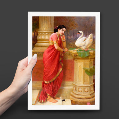 Damayanti and the Swan [Raja Ravi Varma] Art-Poster