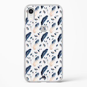 Painted Willow Bird Feathers Crystal Clear Transparent Case-(Apple)